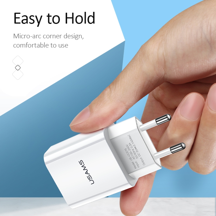 USAMS US-CC075 T18 2.1A Single USB Travel Charger, EU Plug, EU Plug 8 USAMS US-CC075 T18 2.1A Single USB Travel Charger, EU Plug, EU Plug - Image 8