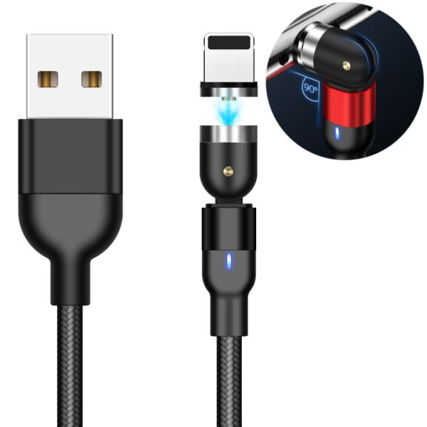 IPXS6063B-1.jpg 2m 2A Output USB to 8 Pin Nylon Braided Rotate Magnetic Charging Cable, 2m 8 Pin