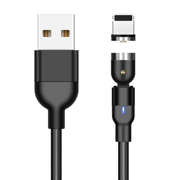 IPXS6063B_1.jpg 2m 2A Output USB to 8 Pin Nylon Braided Rotate Magnetic Charging Cable, 2m 8 Pin