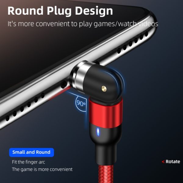 IPXS6063B_7.jpg 2m 2A Output USB to 8 Pin Nylon Braided Rotate Magnetic Charging Cable, 2m 8 Pin