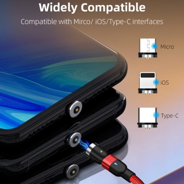 IPXS6063B_8.jpg 2m 2A Output USB to 8 Pin Nylon Braided Rotate Magnetic Charging Cable, 2m 8 Pin