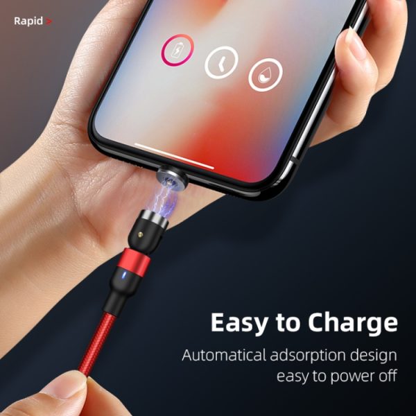 IPXS6063B_9.jpg 2m 2A Output USB to 8 Pin Nylon Braided Rotate Magnetic Charging Cable, 2m 8 Pin