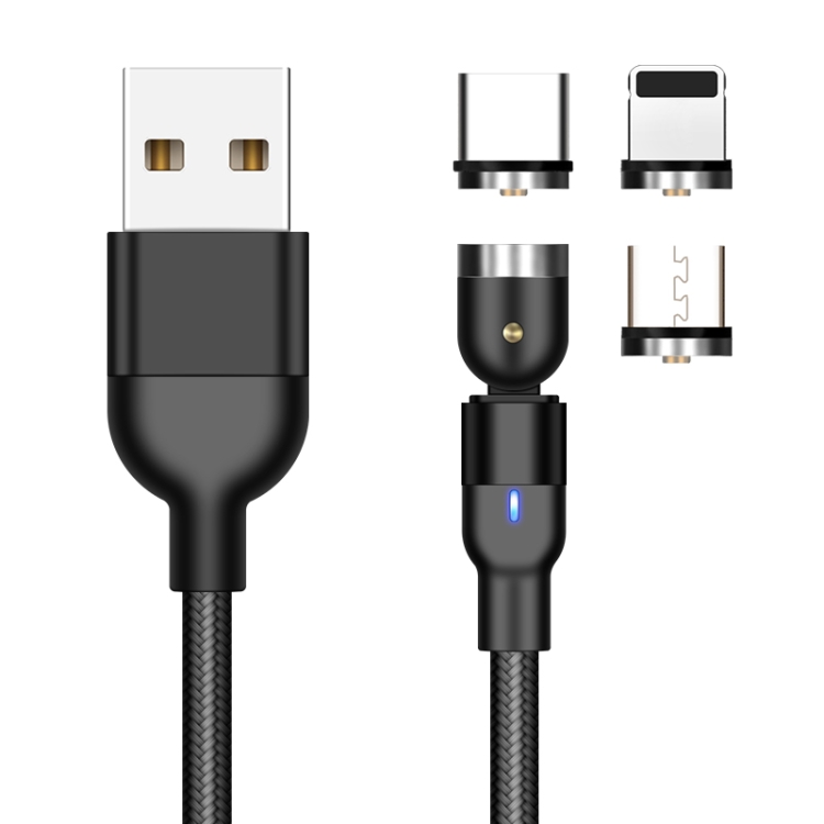 2m 2A Output 3 in 1 USB to 8 Pin + USB-C / Type-C + Micro USB Nylon Braided Rotate Magnetic Charging Cable, 2m 3 in 1, 2m 3 in 1 2 2m 2A Output 3 in 1 USB to 8 Pin + USB-C / Type-C + Micro USB Nylon Braided Rotate Magnetic Charging Cable, 2m 3 in 1, 2m 3 in 1 - Image 2