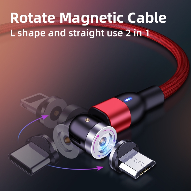 2m 2A Output 3 in 1 USB to 8 Pin + USB-C / Type-C + Micro USB Nylon Braided Rotate Magnetic Charging Cable, 2m 3 in 1, 2m 3 in 1 3 2m 2A Output 3 in 1 USB to 8 Pin + USB-C / Type-C + Micro USB Nylon Braided Rotate Magnetic Charging Cable, 2m 3 in 1, 2m 3 in 1 - Image 3