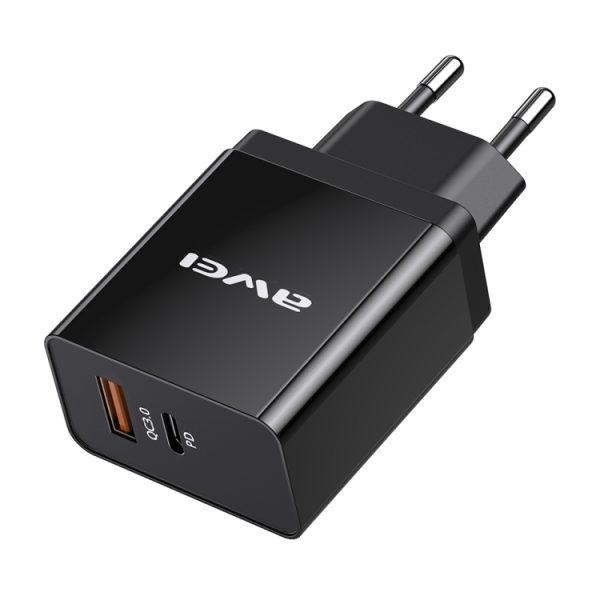 IPXS7611B_2.jpg awei C-980 18W PD USB-C / Type-C + QC 3.0 USB Interface Fast Charging Travel Charger, EU Plug