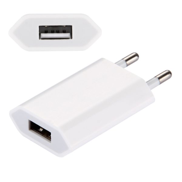 S-IP4G-0129.jpg 5V / 1A Single USB Port Charger Travel Charger, EU Plug(White)