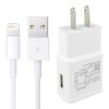Charger Sync Cable + US Plug Travel Charger for iPad, iPhone, Galaxy, Huawei, Xiaomi, LG, HTC and Other Smart Phones, Rechargeable Devices(White)