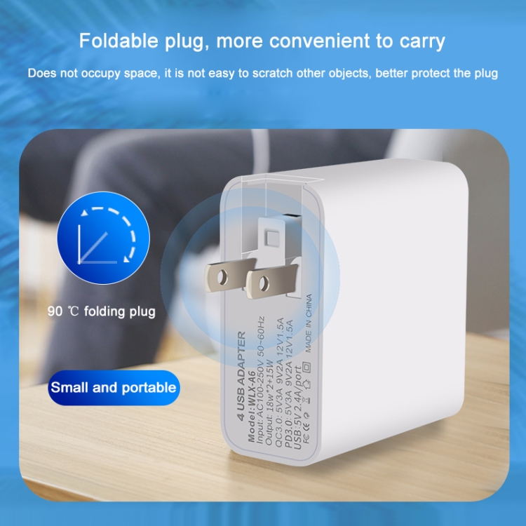 WLX-A6 4 Ports Quick Charging USB Travel Charger Power Adapter, AU Plug 11 WLX-A6 4 Ports Quick Charging USB Travel Charger Power Adapter, AU Plug - Image 11