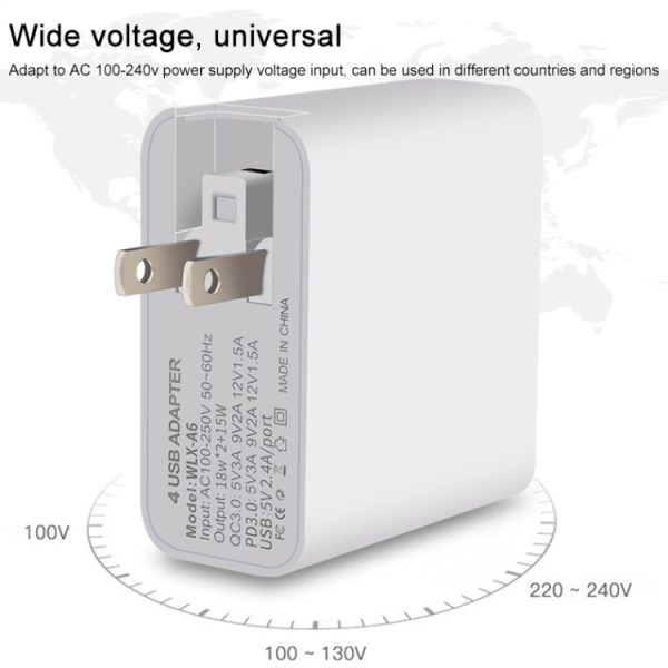 SAS5175_4.jpg WLX-A6 4 Ports Quick Charging USB Travel Charger Power Adapter, AU Plug
