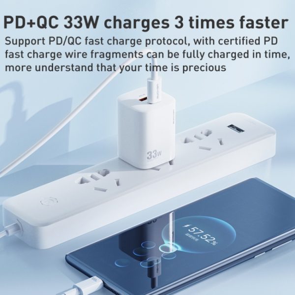SAS8019W_1.jpg WK WP-U140 33W Power Series USB+USB-C/Type-C Fast Charger, Specifications: US Plug, 33W US Plug