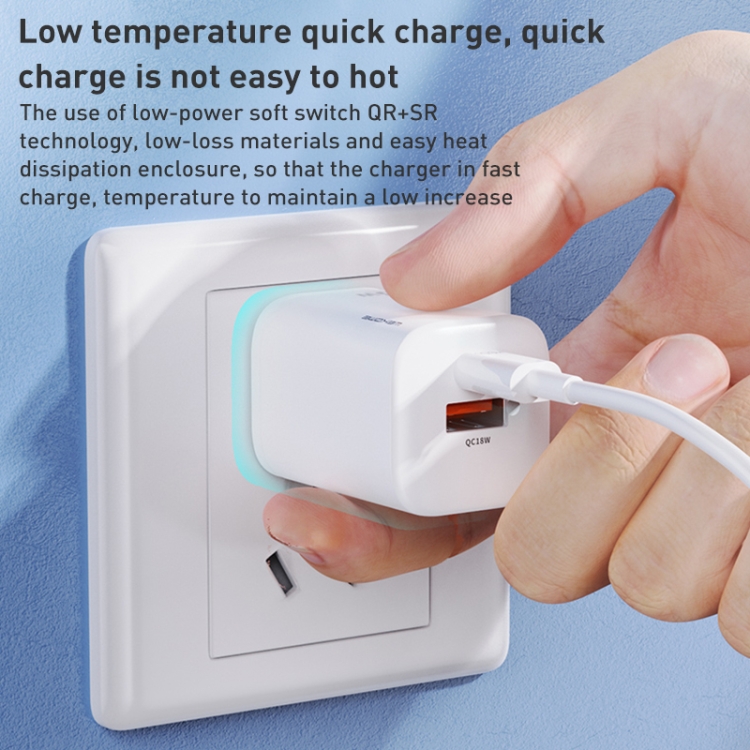 WK WP-U140 33W Power Series USB+USB-C/Type-C Fast Charger, Specifications: US Plug, 33W US Plug 3 WK WP-U140 33W Power Series USB+USB-C/Type-C Fast Charger, Specifications: US Plug, 33W US Plug - Image 3