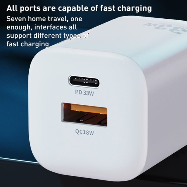 SAS8019W_5.jpg WK WP-U140 33W Power Series USB+USB-C/Type-C Fast Charger, Specifications: US Plug, 33W US Plug