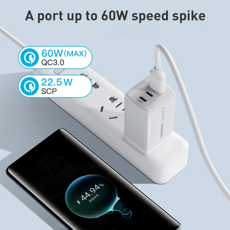 MOMAX UM30 PD 67W Fast Charger Power Adapter, UK Plug, UK Plug 4 MOMAX UM30 PD 67W Fast Charger Power Adapter, UK Plug, UK Plug - Image 4