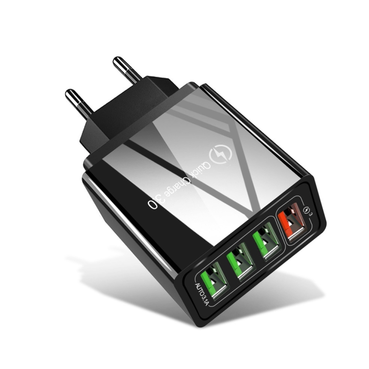 30W QC 3.0 USB + 3 USB 2.0 Ports Mobile Phone Tablet PC Universal Quick Charger Travel Charger, EU Plug, EU Plug 1 30W QC 3.0 USB + 3 USB 2.0 Ports Mobile Phone Tablet PC Universal Quick Charger Travel Charger, EU Plug, EU Plug