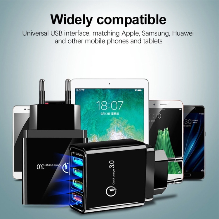 30W QC 3.0 USB + 3 USB 2.0 Ports Mobile Phone Tablet PC Universal Quick Charger Travel Charger, EU Plug, EU Plug 7 30W QC 3.0 USB + 3 USB 2.0 Ports Mobile Phone Tablet PC Universal Quick Charger Travel Charger, EU Plug, EU Plug - Image 7