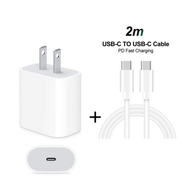 SYA001068001A_1.jpg 2 in 1 Single USB-C / Type-C Port Travel Charger + 3A PD 3.0 USB-C / Type-C to USB-C / Type-C Fast Charge Data Cable Set, Cable Length: 2m, 18W 2m