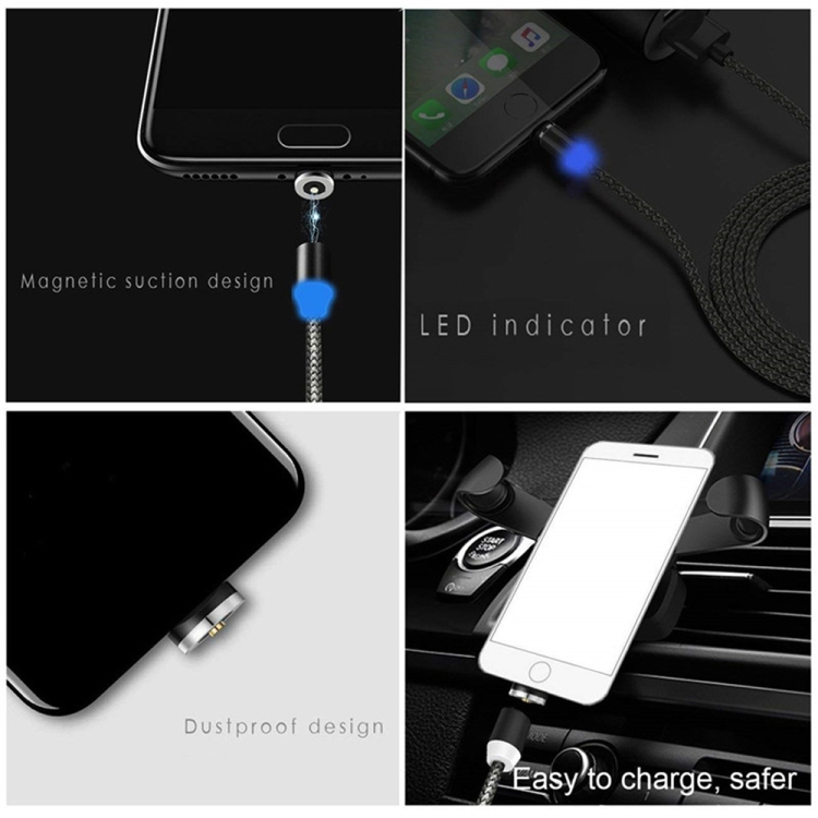 2 in 1 USB to 8 Pin + Micro USB Magnetic Metal Interface Nylon Braided Charging Cable, Length: 1m, 1m 4 2 in 1 USB to 8 Pin + Micro USB Magnetic Metal Interface Nylon Braided Charging Cable, Length: 1m, 1m - Image 4