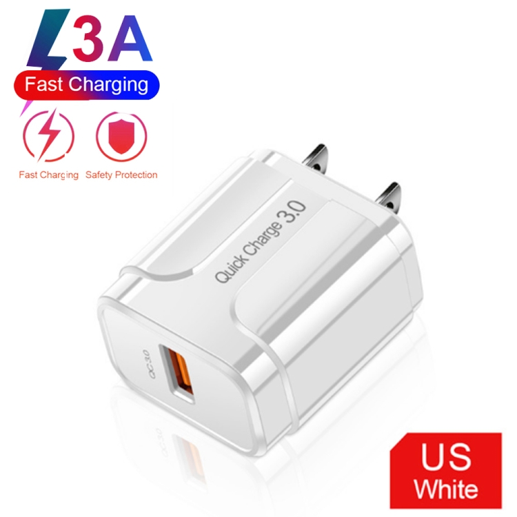 LZ-023 18W QC 3.0 USB Portable Travel Charger + 3A USB to 8 Pin Data Cable, US Plug, USB to 8 Pin Data Cable, US Plug, 8 Pin Data Cable, US Plug 2 LZ-023 18W QC 3.0 USB Portable Travel Charger + 3A USB to 8 Pin Data Cable, US Plug, USB to 8 Pin Data Cable, US Plug, 8 Pin Data Cable, US Plug - Image 2