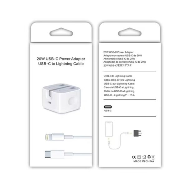 SYA0014294_14.jpg A2344 20W PD 3.0 Type-C / USB-C Folding Travel Charger + USB-C / Type-C to 8 Pin Fast Charging Data Cable Set, UK Plug, Length: 1m