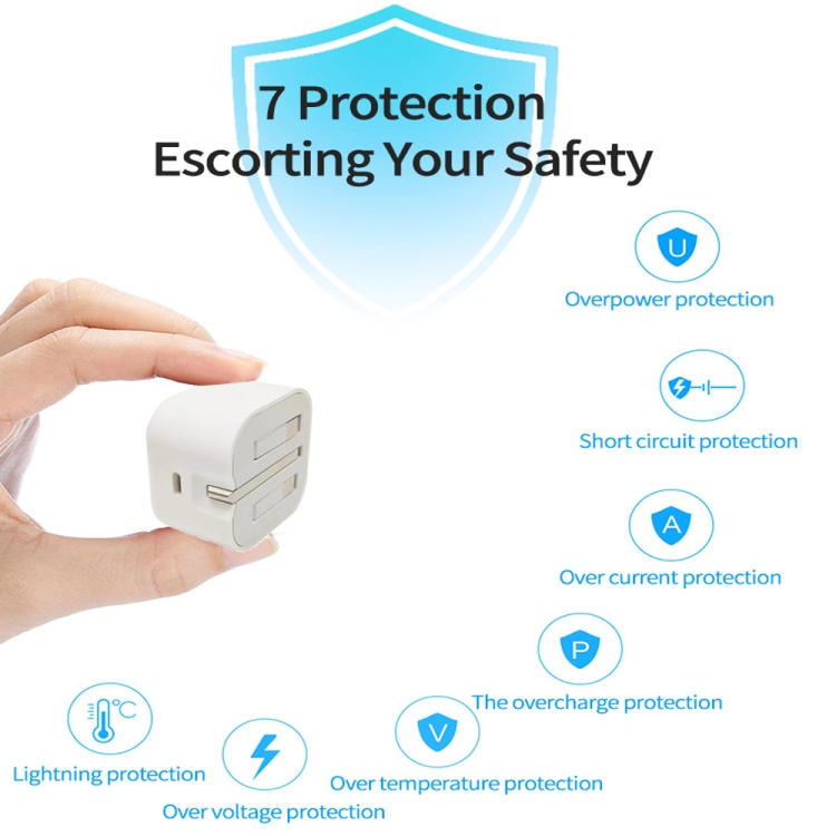 A2344 20W PD 3.0 Type-C / USB-C Folding Travel Charger + USB-C / Type-C to 8 Pin Fast Charging Data Cable Set, UK Plug, Length: 2m 7 A2344 20W PD 3.0 Type-C / USB-C Folding Travel Charger + USB-C / Type-C to 8 Pin Fast Charging Data Cable Set, UK Plug, Length: 2m - Image 7