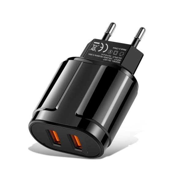 SYA001435101A_1.jpg Dual USB Portable Travel Charger + 1 Meter USB to 8 Pin Data Cable, EU Plug
