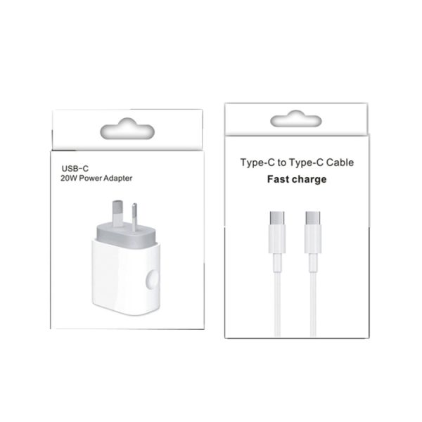 SYA001468701_B5.jpg 20W PD 3.0 Travel Fast Charger Power Adapter with USB-C / Type-C to Type-C Fast Charge Data Cable, AU Plug, 1m, 2m