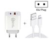 SYA001473201-1.jpg 20W PD Type-C + QC 3.0 USB Interface Fast Charging Travel Charger with USB to 8 Pin Fast Charge Data Cable, EU Plug, US Plug, AU Plug