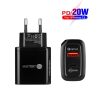 SYA001517601A_1.jpg TE-PD01 PD 20W + QC3.0 USB Dual Ports Quick Charger with Indicator Light, EU Plug, EU Plug
