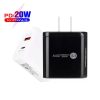 SYA001517701_B1.jpg TE-PD01 PD 20W + QC3.0 USB Dual Ports Quick Charger with Indicator Light, US Plug, US Plug