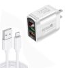 SYA001594601A-1.jpg F002C QC3.0 USB + USB 2.0 LED Digital Display Fast Charger with USB to 8 Pin Data Cable, US Plug, US Plug + 8 Pin Cable