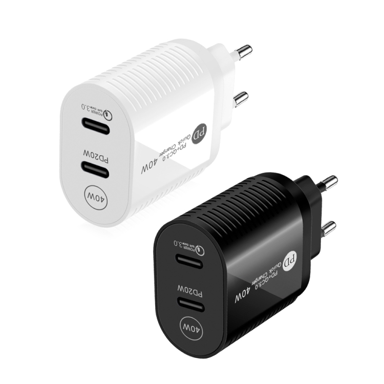 40W Dual Port PD / Type-C Fast Charger for iPhone / iPad Series, EU Plug, EU Plug 3 40W Dual Port PD / Type-C Fast Charger for iPhone / iPad Series, EU Plug, EU Plug - Image 3
