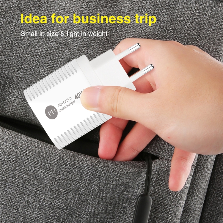 40W Dual Port PD / Type-C Fast Charger for iPhone / iPad Series, EU Plug, EU Plug 5 40W Dual Port PD / Type-C Fast Charger for iPhone / iPad Series, EU Plug, EU Plug - Image 5