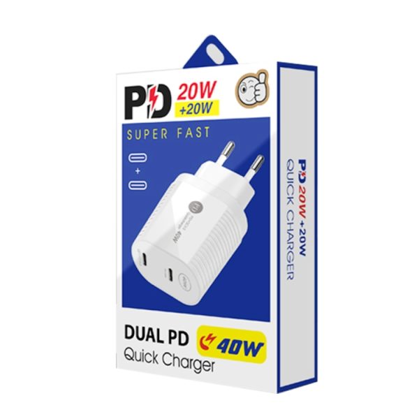 SYA001608201_B5.jpg 40W Dual Port PD / Type-C Fast Charger for iPhone / iPad Series, EU Plug, EU Plug