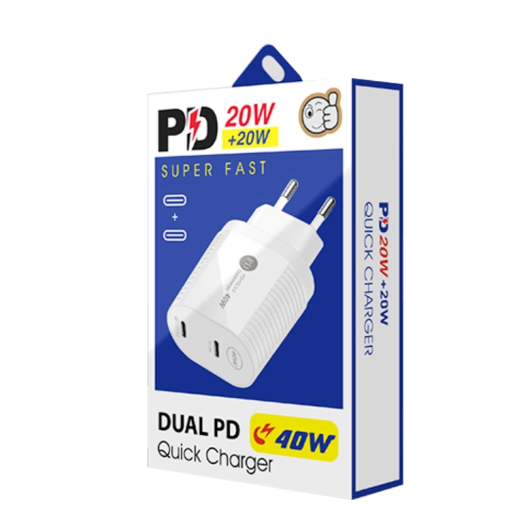 40W Dual Port PD / Type-C Fast Charger for iPhone / iPad Series, EU Plug, EU Plug 7 40W Dual Port PD / Type-C Fast Charger for iPhone / iPad Series, EU Plug, EU Plug - Image 7