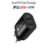 SYA001609901A_1.jpg 40W Dual Port PD / Type-C Fast Charger with Type-C to 8 Pin Data Cable, EU Plug, EU Plug + Type-C to 8 Pin Cable