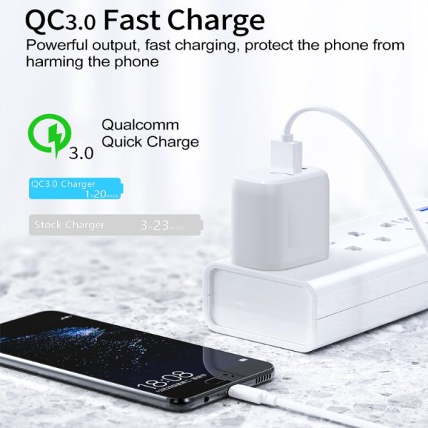 CS-20W Mini Portable PD3.0 + QC3.0 Dual Ports Fast Charger with 3A USB to 8 Pin Data Cable, Charger + USB to 8 Pin Cable