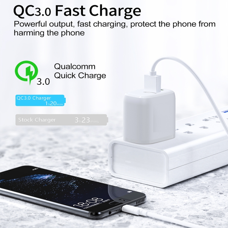 CS-20W Mini Portable PD3.0 + QC3.0 Dual Ports Fast Charger with 3A USB to 8 Pin Data Cable, Charger + USB to 8 Pin Cable 7 CS-20W Mini Portable PD3.0 + QC3.0 Dual Ports Fast Charger with 3A USB to 8 Pin Data Cable, Charger + USB to 8 Pin Cable - Image 7
