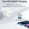 CS-20W Mini Portable PD3.0 + QC3.0 Dual Ports Fast Charger with 3A USB to 8 Pin Data Cable, Charger + USB to 8 Pin Cable