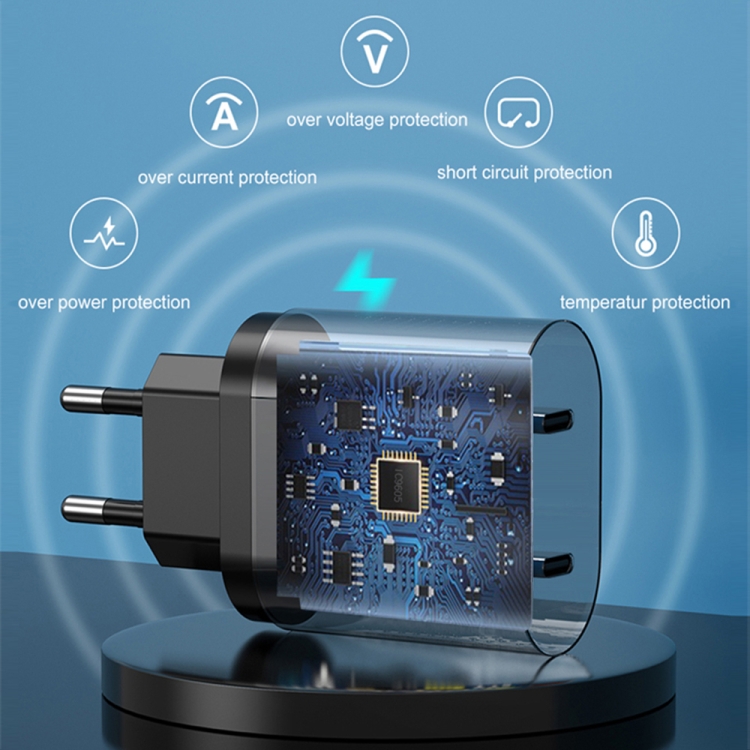 002 40W Dual Port PD / Type-C Fast Charger for iPhone / iPad Series, EU Plug, EU Plug 6 002 40W Dual Port PD / Type-C Fast Charger for iPhone / iPad Series, EU Plug, EU Plug - Image 6