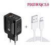 SYA001682301_B2.jpg PD25W USB-C / Type-C + QC3.0 USB Dual Ports Fast Charger with USB to 8 Pin Data Cable, EU Plug, EU Plug + USB to 8 Pin Cable