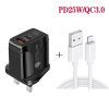 SYA001682401_B2.jpg PD25W USB-C / Type-C + QC3.0 USB Dual Ports Fast Charger with USB to 8 Pin Data Cable, UK Plug, UK Plug + USB to 8 Pin Cable