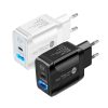PD25W USB-C / Type-C + QC3.0 USB Dual Ports Fast Charger with USB-C to 8 Pin Data Cable, EU Plug, EU Plug + USB-C to 8 Pin Cable