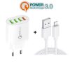 SYA001691501_B2.jpg QC-04 QC3.0 + 3 x USB2.0 Multi-ports Charger with 3A USB to 8 Pin Data Cable, EU Plug, EU Plug + 8 Pin Cable