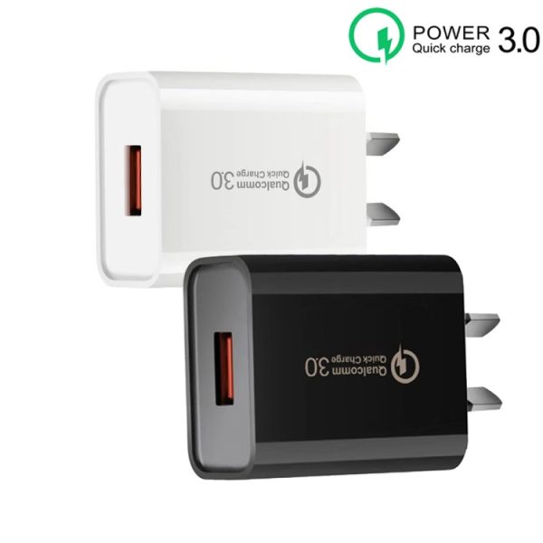 SYA001709201_B1.jpg CA-25 QC3.0 USB 3A Fast Charger with USB to 8 Pin Data Cable, AU Plug, AU Plug + 8 Pin Cable
