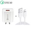 SYA001709201_B2.jpg CA-25 QC3.0 USB 3A Fast Charger with USB to 8 Pin Data Cable, AU Plug, AU Plug + 8 Pin Cable