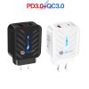 SYA001727401_B1.jpg PD03 20W PD3.0 + QC3.0 USB Charger with Type-C to 8 Pin Data Cable, US Plug, US Plug + Type-C to 8 Pin Cable