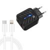 SYA001727501A-1.jpg PD03 20W PD3.0 + QC3.0 USB Charger with Type-C to 8 Pin Data Cable, EU Plug, EU Plug + Type-C to 8 Pin Cable