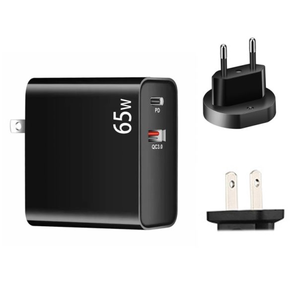 SYA001825201A-1.jpg PD-65W USB-C / Type-C + QC3. 0 USB Laptop Charging Adapter, EU Plug / US Plug, EU Plug / US Plug