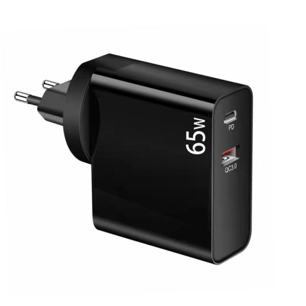 SYA001825201A_1.jpg PD-65W USB-C / Type-C + QC3. 0 USB Laptop Charging Adapter, EU Plug / US Plug, EU Plug / US Plug
