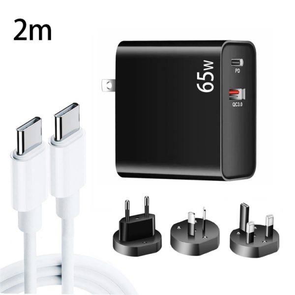 SYA001826701A-1.jpg PD-65W USB-C / Type-C + QC3. 0 USB Laptop Charging Adapter + 2m USB-C / Type-C to USB-C / Type-C Data Cable Set, EU Plug / AU Plug / US Plug / UK Plug, USB-C / Type-C Cable, EU Plug / AU Plug / US Plug / UK Plug